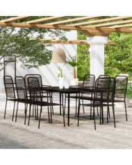 Ensemble à manger de jardin 9 pcs Noir | Mobilier & Déco
