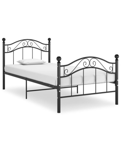 Cadre de lit sans matelas noir métal 90x200 cm | Mobilier & Déco