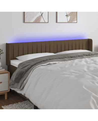 Tête de lit à LED Marron foncé 203x16x78/88 cm Tissu | Mobilier & Déco
