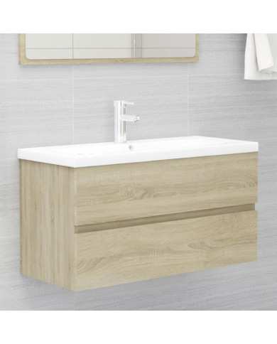 Armoire d'évier et lavabo intégré Chêne sonoma Bois ingénierie | Mobilier & Déco