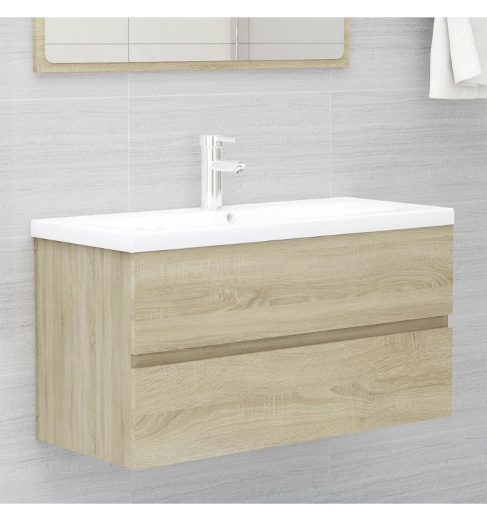 Armoire d'évier et lavabo intégré Chêne sonoma Bois ingénierie | Mobilier & Déco
