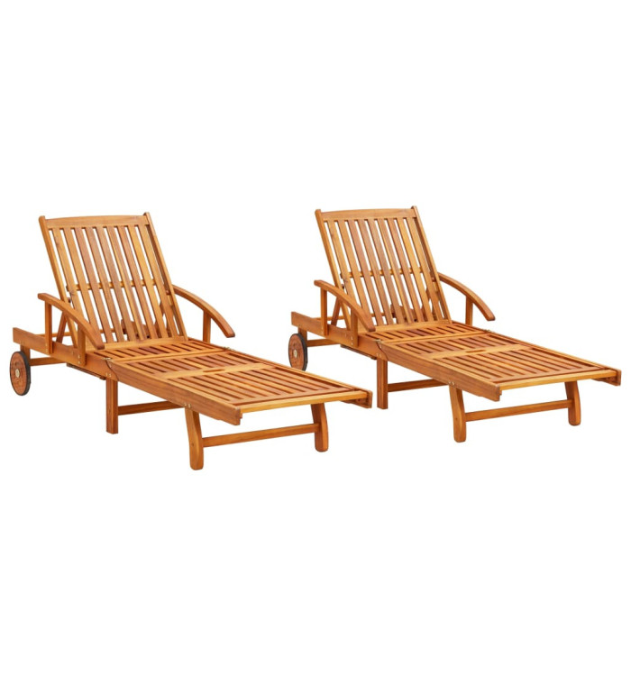 Chaises longues lot de 2 Bois d'acacia solide | Mobilier & Déco