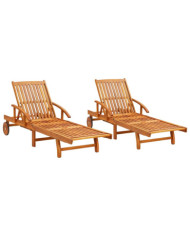 Chaises longues lot de 2 Bois d'acacia solide | Mobilier & Déco