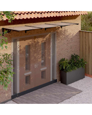 Auvent de porte Noir 297,5x90 cm Polycarbonate | Mobilier & Déco