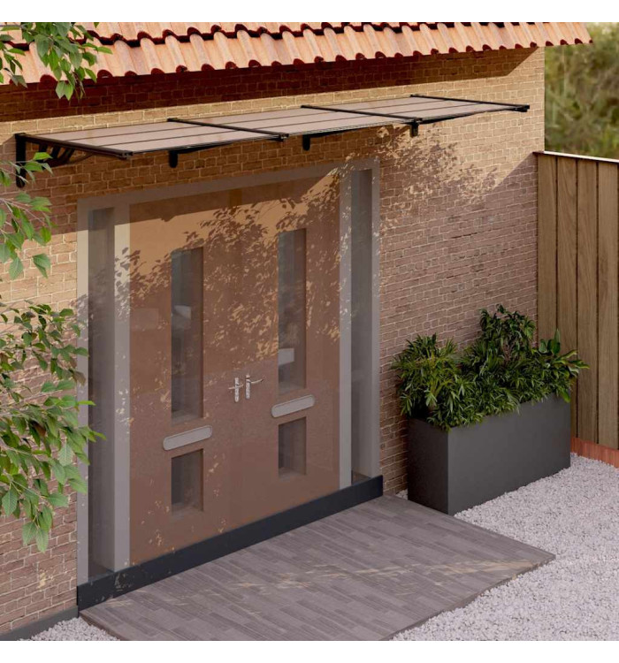Auvent de porte Noir 297,5x90 cm Polycarbonate | Mobilier & Déco