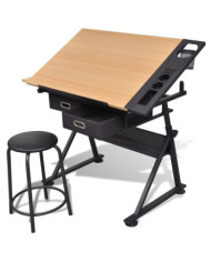 Table à dessin inclinable 2 tiroirs et tabouret | Mobilier & Déco