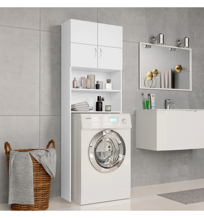 Meuble de machine à laver Blanc 64x25,5x190cm Bois d'ingénierie | Mobilier & Déco
