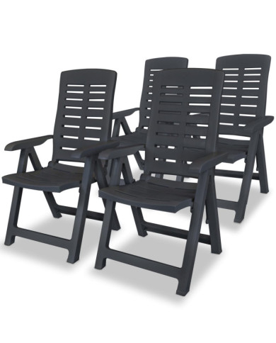 Chaises inclinables de jardin lot de 4 Plastique Anthracite | Mobilier & Déco