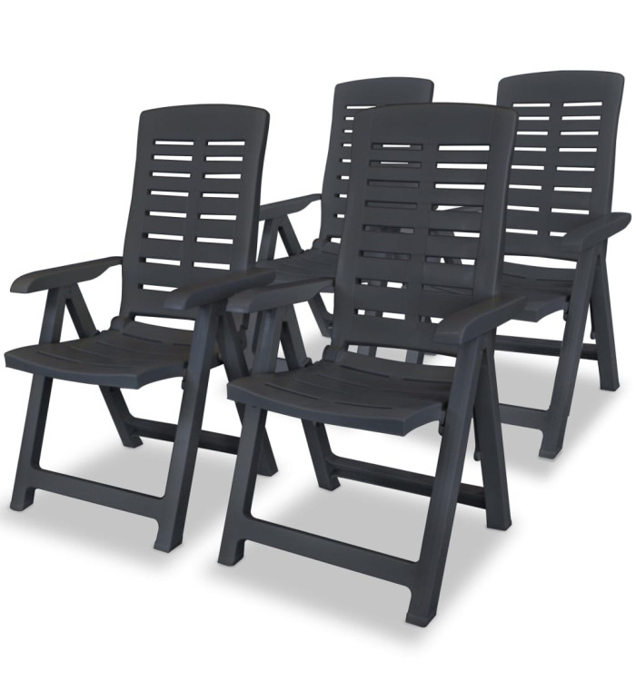 Chaises inclinables de jardin lot de 4 Plastique Anthracite | Mobilier & Déco
