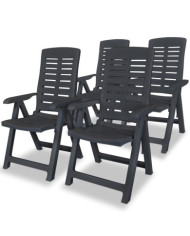 Chaises inclinables de jardin lot de 4 Plastique Anthracite | Mobilier & Déco