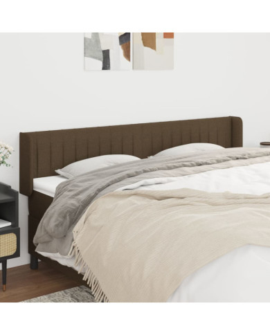 Tête de lit avec oreilles Marron Foncé 203x16x78/88 cm Tissu | Mobilier & Déco
