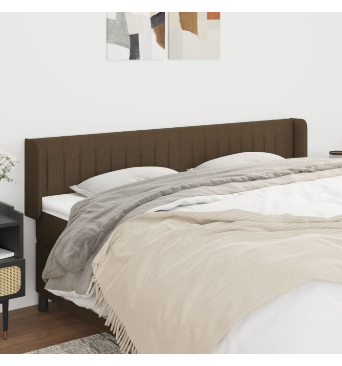 Tête de lit avec oreilles Marron Foncé 203x16x78/88 cm Tissu | Mobilier & Déco