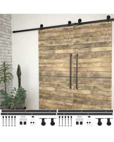 Kits de fixation pour porte coulissante 2 pcs 183 cm Acier Noir | Mobilier & Déco