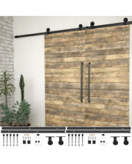Kits de fixation pour porte coulissante 2 pcs 183 cm Acier Noir | Mobilier & Déco