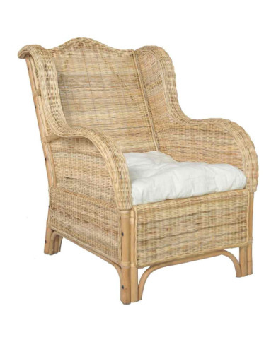 Canapé avec coussin Rotin naturel et lin | Mobilier & Déco