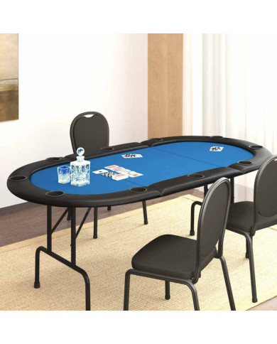 Table de poker pliable 10 joueurs Bleu 207x106x76 cm | Mobilier & Déco