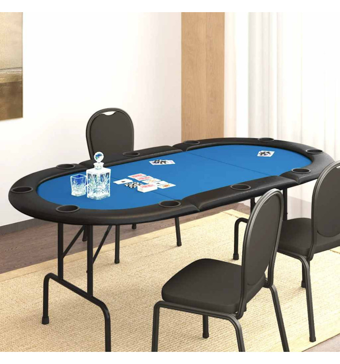 Table de poker pliable 10 joueurs Bleu 207x106x76 cm | Mobilier & Déco