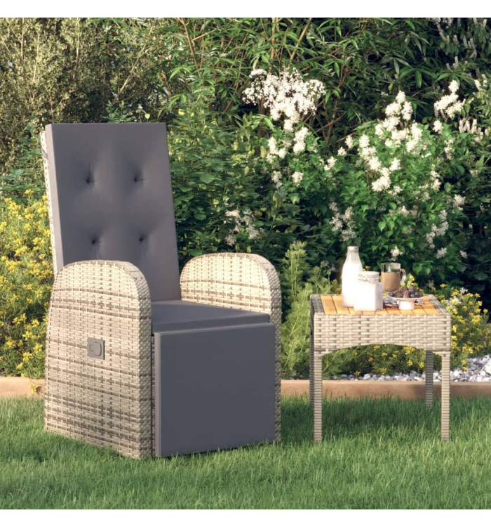 Chaise inclinable de jardin et coussin Résine tressée Gris | Mobilier & Déco
