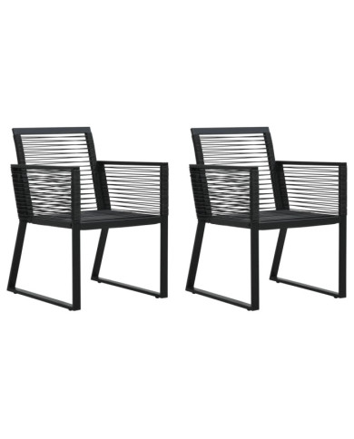 Chaises de jardin lot de 2 Noir Rotin PVC | Mobilier & Déco