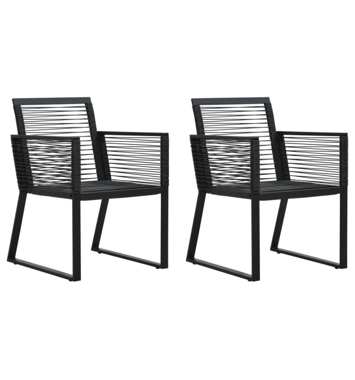 Chaises de jardin lot de 2 Noir Rotin PVC | Mobilier & Déco