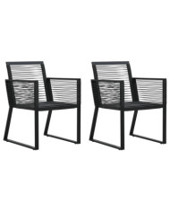 Chaises de jardin lot de 2 Noir Rotin PVC | Mobilier & Déco