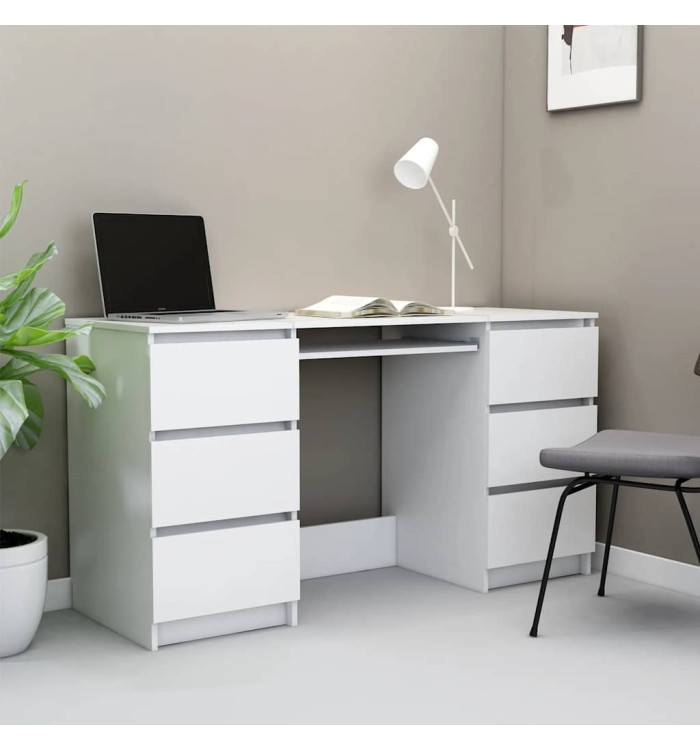 Bureau Blanc 140x50x77 cm Bois d'ingénierie | Mobilier & Déco