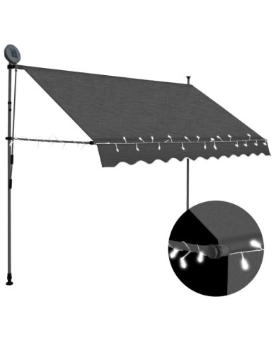 Auvent manuel rétractable avec LED 300 cm Anthracite | Mobilier & Déco