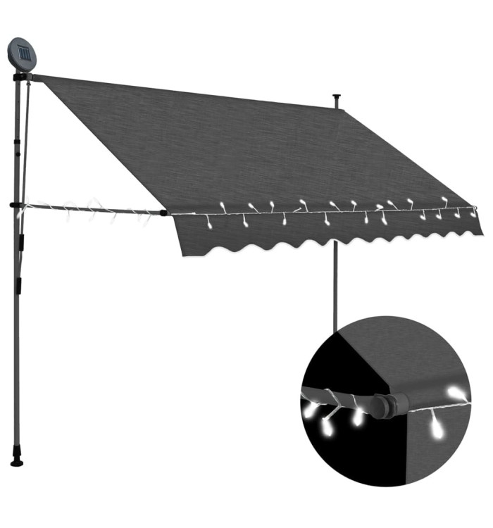 Auvent manuel rétractable avec LED 300 cm Anthracite | Mobilier & Déco