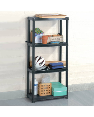 Étagère de rangement à 4 niveaux Noir 61x30,5x130 cm Plastique | Mobilier & Déco