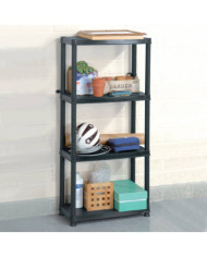 Étagère de rangement à 4 niveaux Noir 61x30,5x130 cm Plastique | Mobilier & Déco