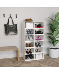 Étagère à chaussures Blanc 54x34x100,5 cm Bois d'ingénierie | Mobilier & Déco