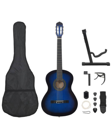 Jeu de guitare classique de débutant 12 pcs Bleu 4/4 39" | Mobilier & Déco