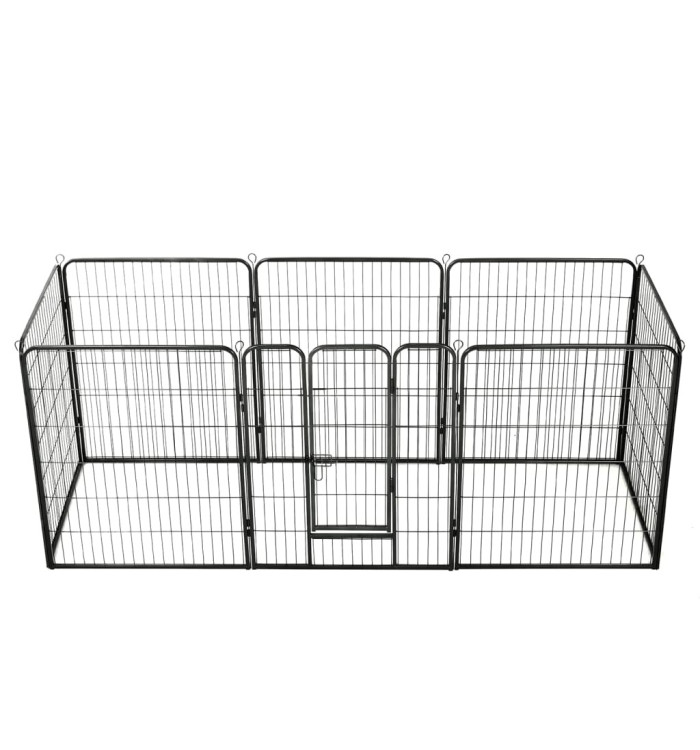 Parc pour chiens 8 panneaux Acier 80 x 100 cm Noir | Mobilier & Déco