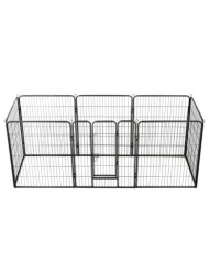 Parc pour chiens 8 panneaux Acier 80 x 100 cm Noir | Mobilier & Déco