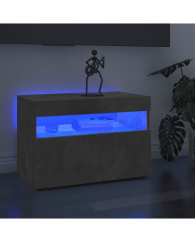 Meuble TV avec lumières LED gris béton 60x35x40 cm | Mobilier & Déco