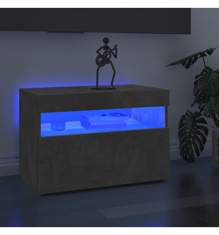 Meuble TV avec lumières LED gris béton 60x35x40 cm | Mobilier & Déco