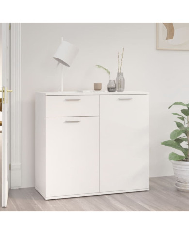 Buffet blanc brillant 80x36x75 cm bois d'ingénierie | Mobilier & Déco