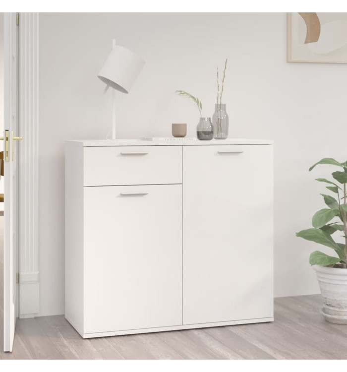 Buffet blanc brillant 80x36x75 cm bois d'ingénierie | Mobilier & Déco