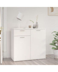 Buffet blanc brillant 80x36x75 cm bois d'ingénierie | Mobilier & Déco