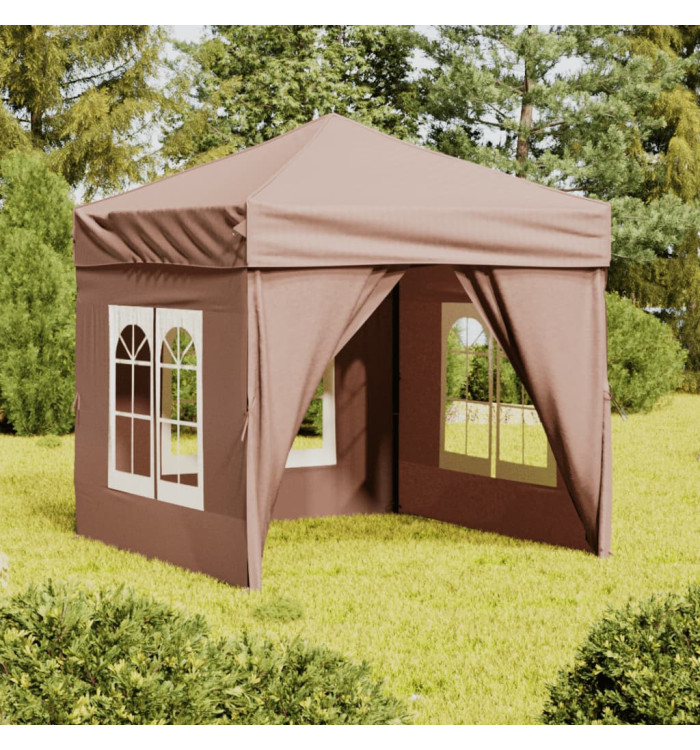 Tente de réception pliable avec parois Taupe 2x2 m | Mobilier & Déco