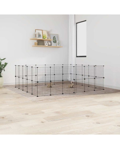 Cage animaux de compagnie à 44 panneaux et porte Noir 35x35 cm | Mobilier & Déco