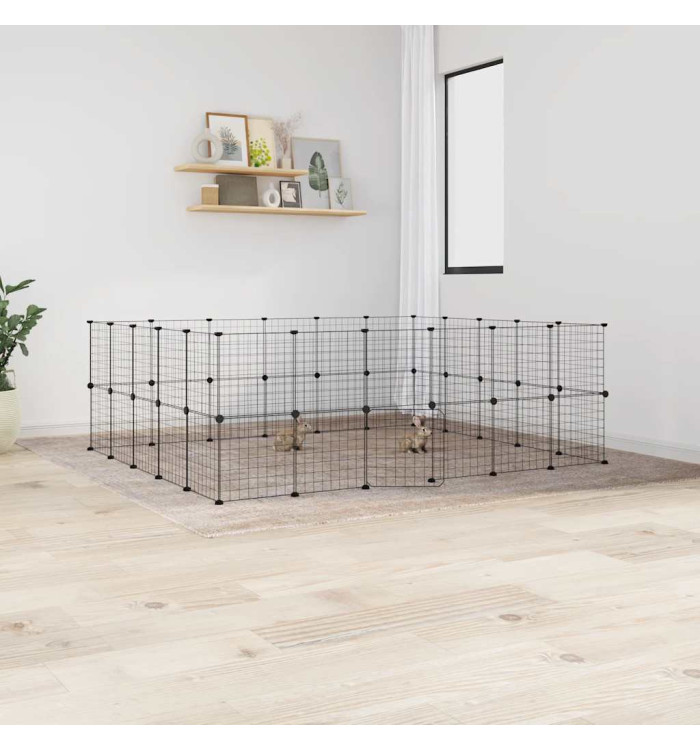 Cage animaux de compagnie à 44 panneaux et porte Noir 35x35 cm | Mobilier & Déco