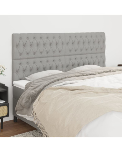 Têtes de lit 4 pcs Gris clair 100x7x78/88 cm Tissu | Mobilier & Déco
