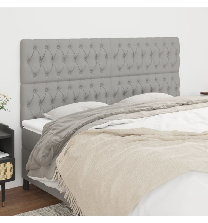 Têtes de lit 4 pcs Gris clair 100x7x78/88 cm Tissu | Mobilier & Déco