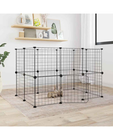 Cage animaux de compagnie à 20 panneaux et porte Noir 35x35 cm | Mobilier & Déco