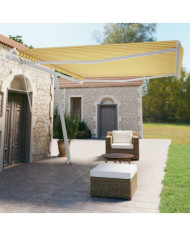 Auvent automatique sur pied 450x350 cm Jaune/Blanc | Mobilier & Déco