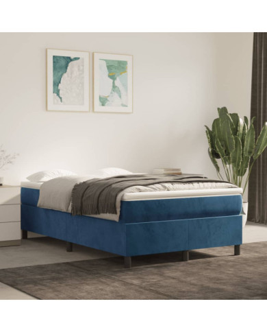 Cadre de lit sans matelas bleu foncé 120x200 cm velours | Mobilier & Déco