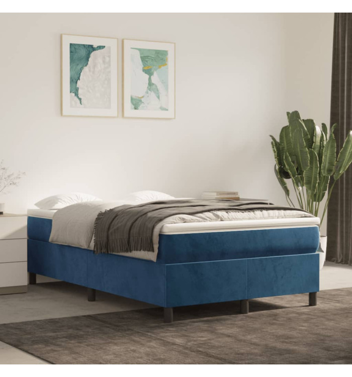 Cadre de lit sans matelas bleu foncé 120x200 cm velours | Mobilier & Déco