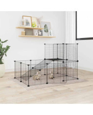 Cage animaux de compagnie à 20 panneaux et porte Noir 35x35 cm | Mobilier & Déco