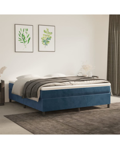 Sommier à lattes de lit et matelas Bleu foncé 180x200cm Velours | Mobilier & Déco